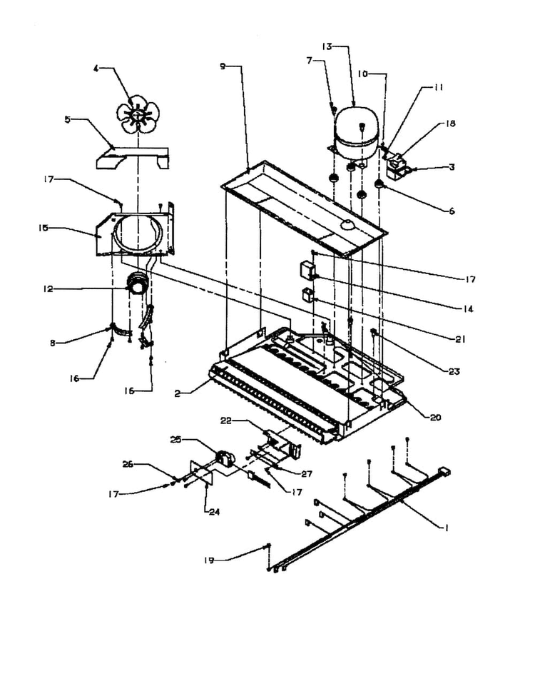 Compressor Diagram and Parts List for BX22A2W-P1161606WW  Amana Refrigerator