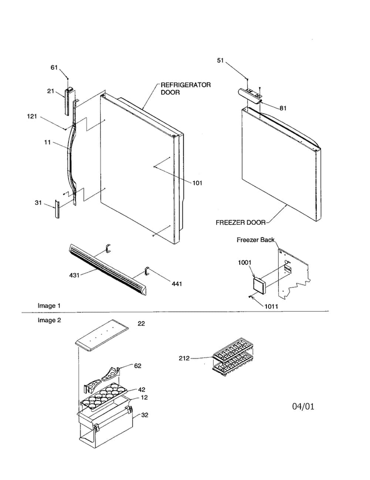 Door Handles/accessories Diagram and Parts List for BR18V1C-P1320707WC  Amana Refrigerator