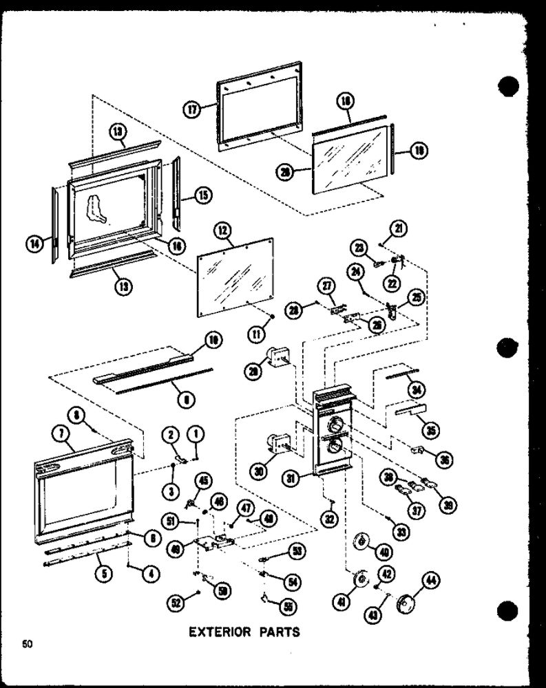 Exterior Parts Diagram and Parts List for RR-4D P72165-1M Amana Microwave