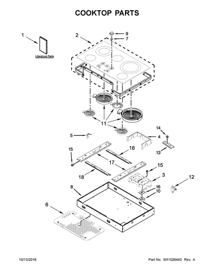 Cooktop Parts Diagram and Parts List for MEC9536BB03  Maytag Cooktop