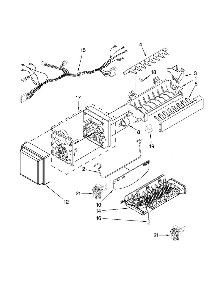 Icemaker Parts Diagram and Parts List for MFX2570AEB0  Maytag Refrigerator