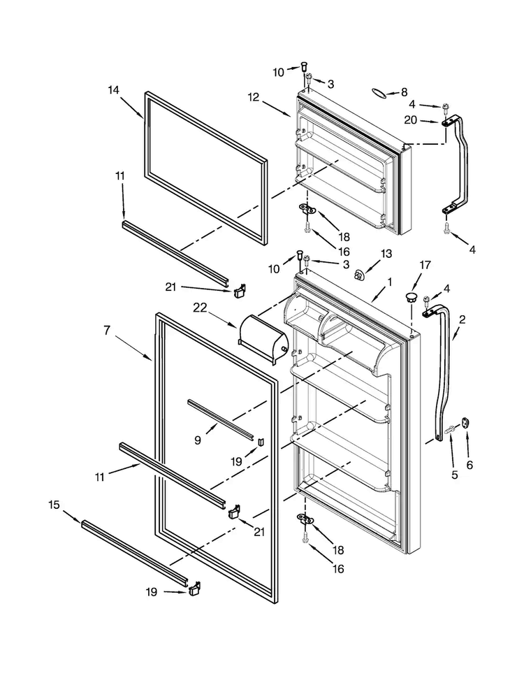 Door Parts Diagram and Parts List for A4TXNWFWW01  Amana Refrigerator
