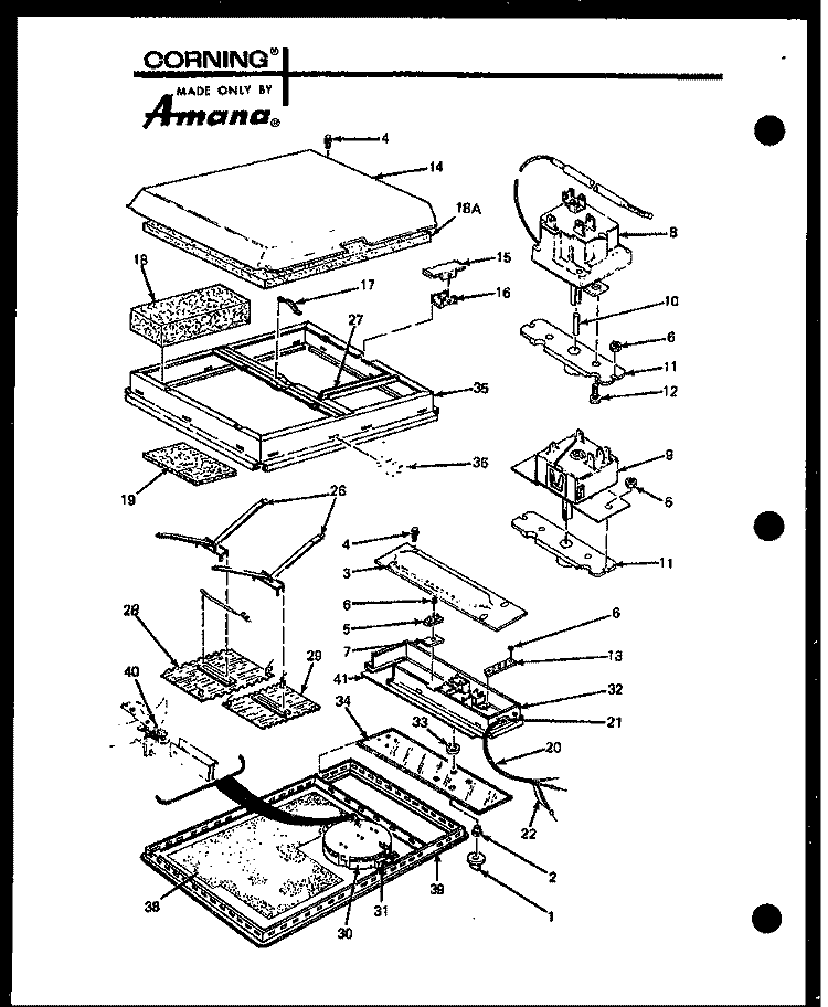 Page 4 Diagram and Parts List for AKC-1 P8500201S Amana Cooktop