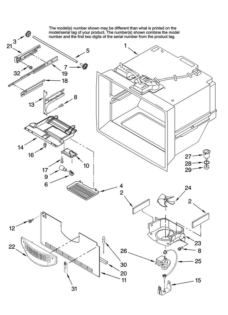 Freezer Liner Parts Diagram and Parts List for ABR2233FES12  Amana Refrigerator