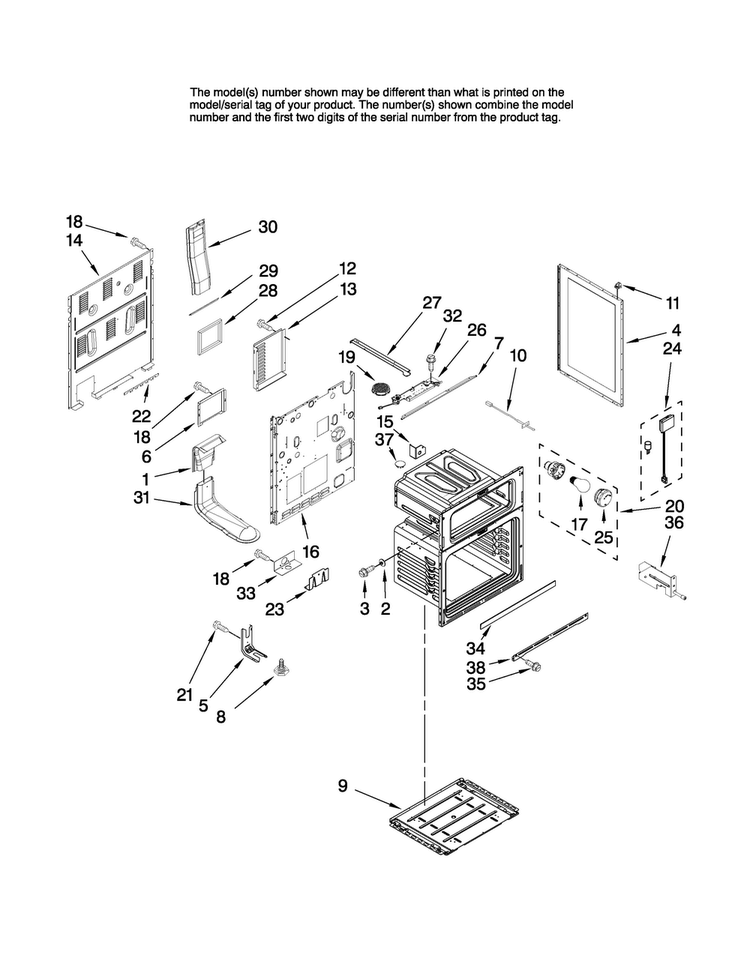 Chassis Parts Diagram and Parts List for MER6775BCW17  Maytag Range