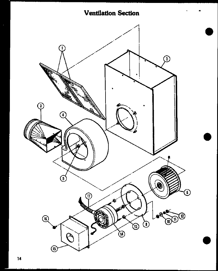 VENTILATION SECTION Diagram and Parts List for AKD1 P8555801S Amana Cooktop