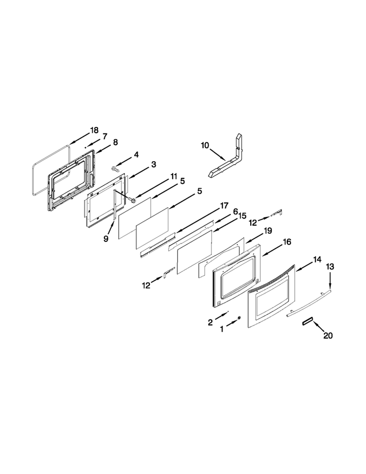 Door Parts Diagram and Parts List for JES8860CCW00  Jenn-Air Range