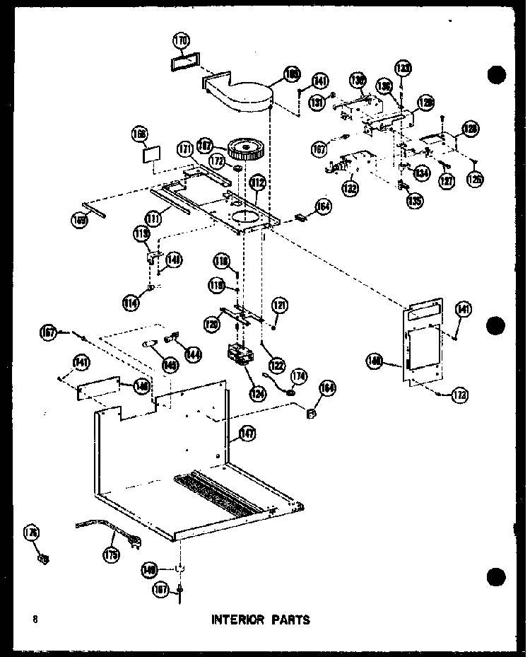 Interior Parts Diagram and Parts List for RR7 P72582-2M Amana Microwave