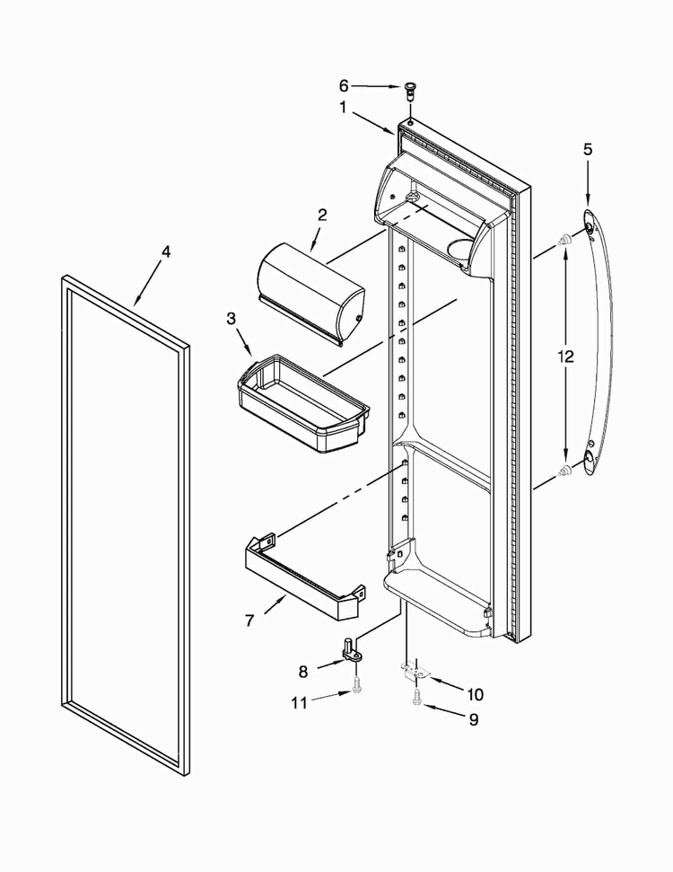 Refrigerator Door Parts Diagram and Parts List for ASD2575BRS01  Amana Refrigerator