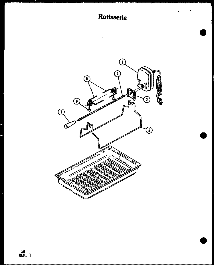 ROTISSERIE Diagram and Parts List for CC-10 P7277110S Amana Cooktop