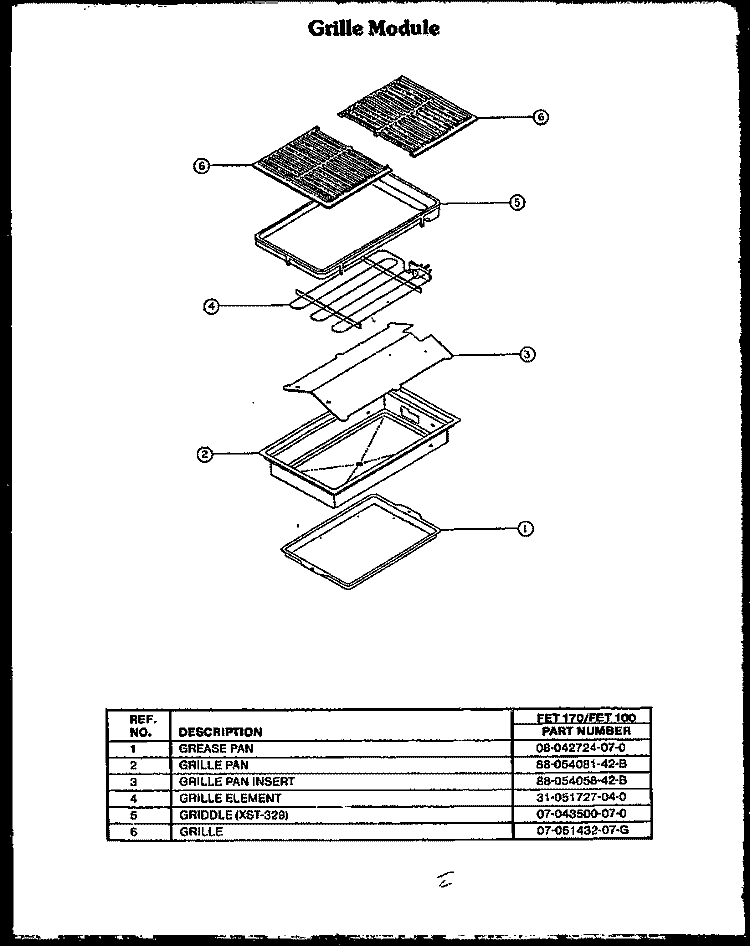 Page 1 Diagram and Parts List for FET170  Amana Cooktop