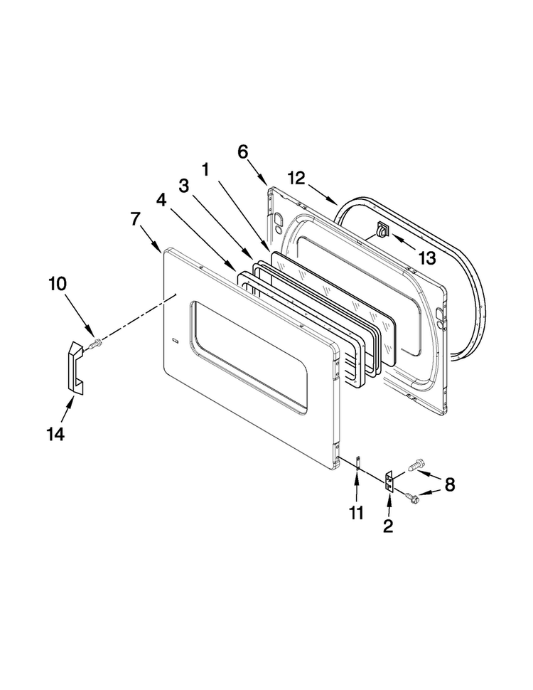 Door Parts Diagram and Parts List for MLE24PDAGW2  Maytag Dryer