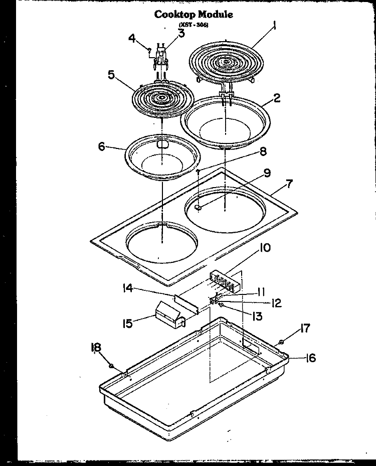 COOKTOP MODULE (XST - 306) Diagram and Parts List for FET100  Amana Cooktop
