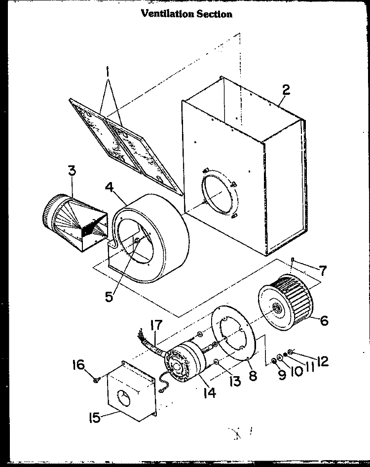 VENTILATION SECTION Diagram and Parts List for FET100  Amana Cooktop