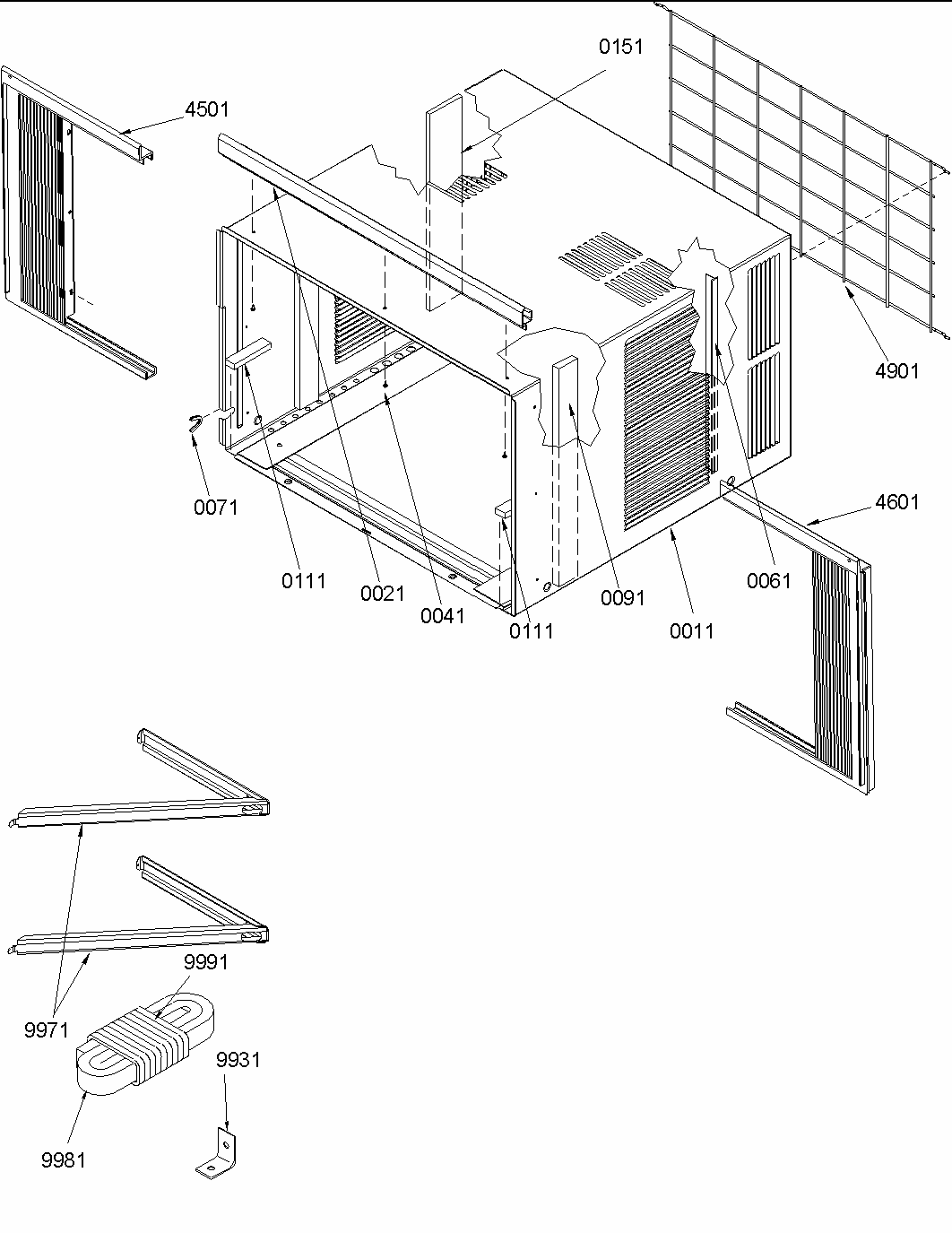 Outer Case Assembly Diagram and Parts List for 10M12TA-P1230806R  Amana Air Conditioner