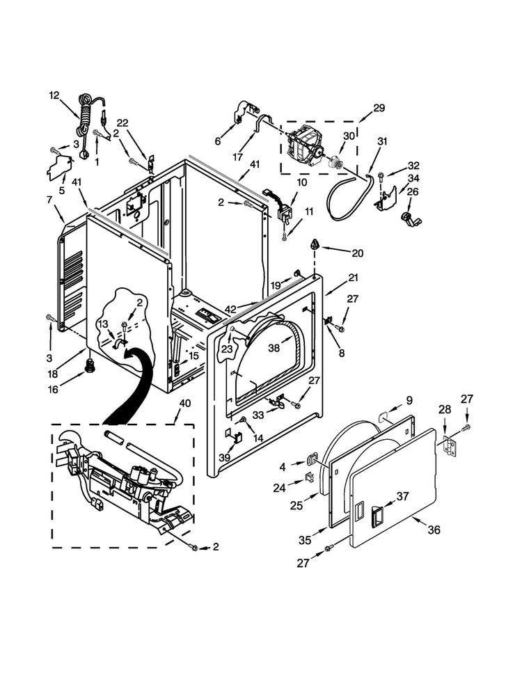 Cabinet Parts Diagram and Parts List for MGDX655DW0  Maytag Dryer
