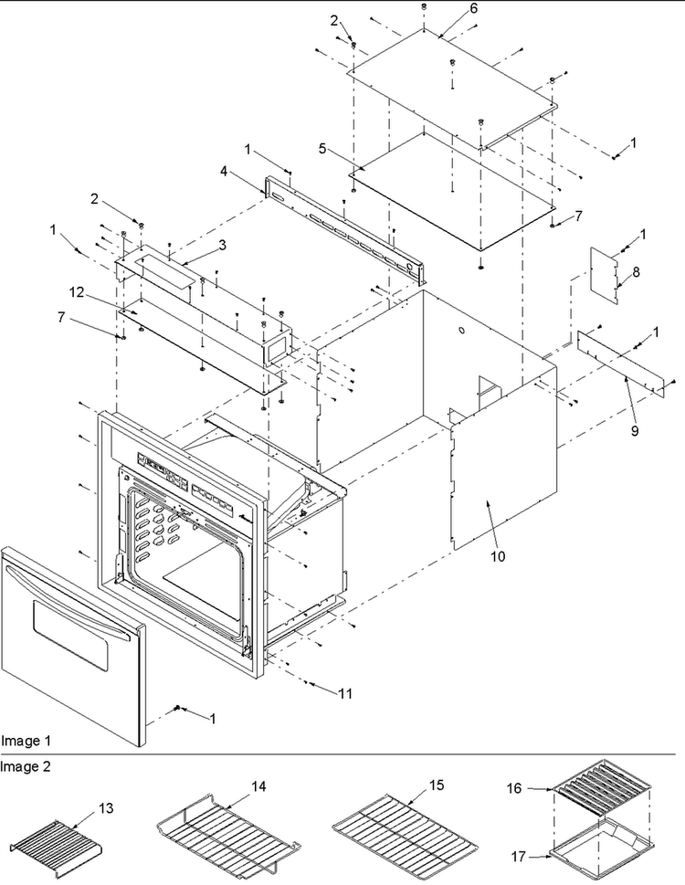 Outer Cabinet/racks Diagram and Parts List for AOCS3040E-P1132375NE  Amana Wall Oven