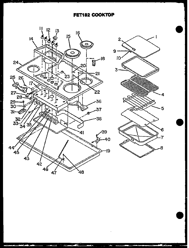 Page 1 Diagram and Parts List for FET182  Amana Cooktop