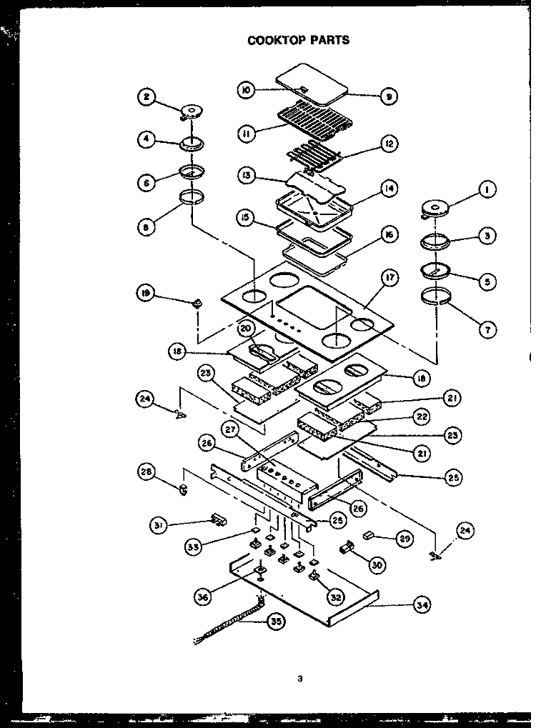 Page 1 Diagram and Parts List for FET142-2W FET14202W Amana Cooktop