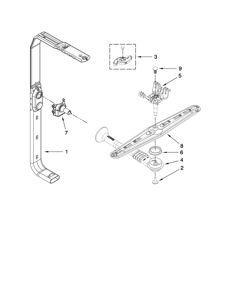 Upper Wash And Rinse Parts Diagram and Parts List for MDBTT53AWW0  Maytag Dishwasher