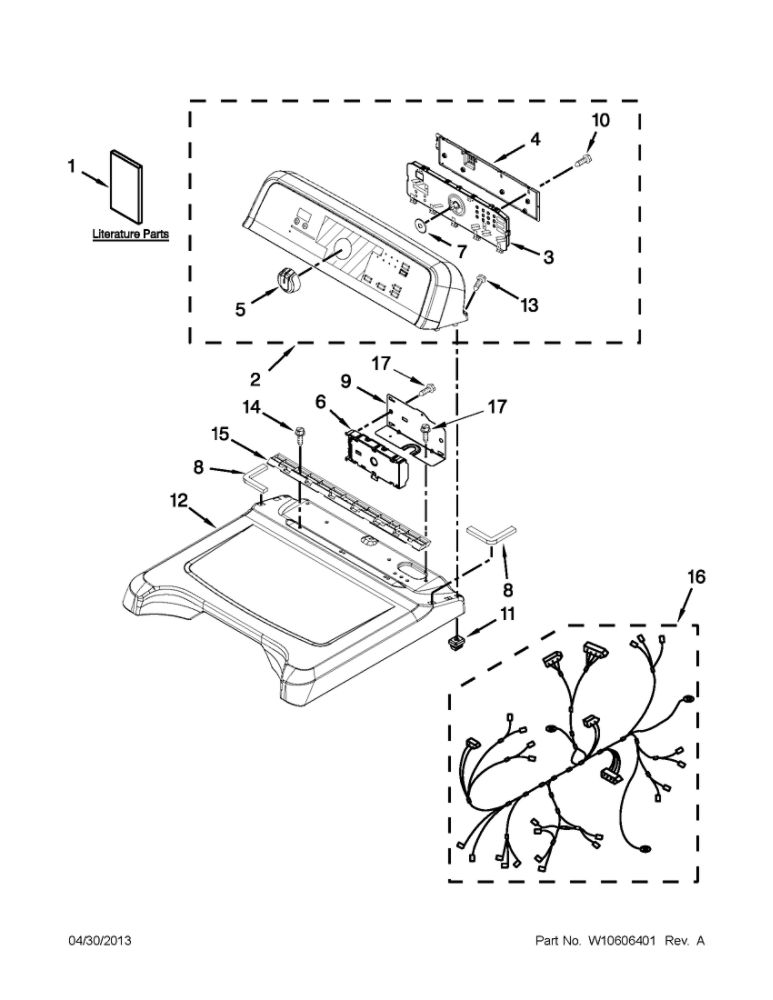 Top And Console Parts Diagram and Parts List for MEDB750YW2  Maytag Dryer