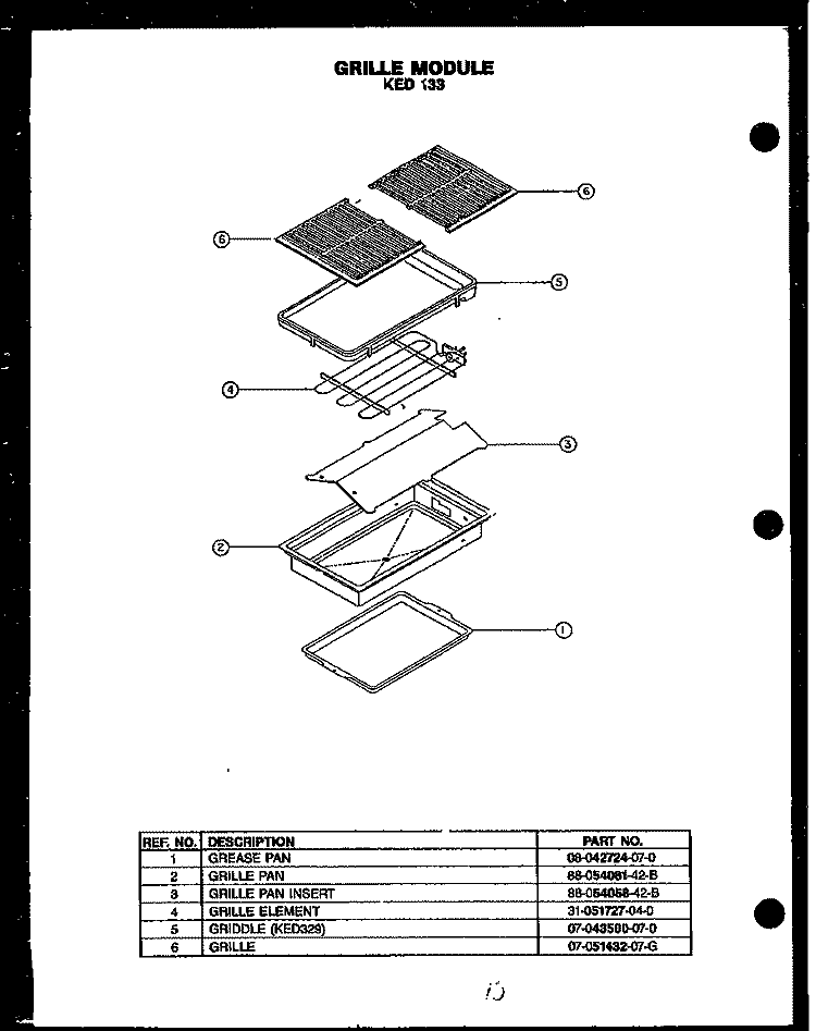 Page 6 Diagram and Parts List for EDS648  Caloric Cooktop