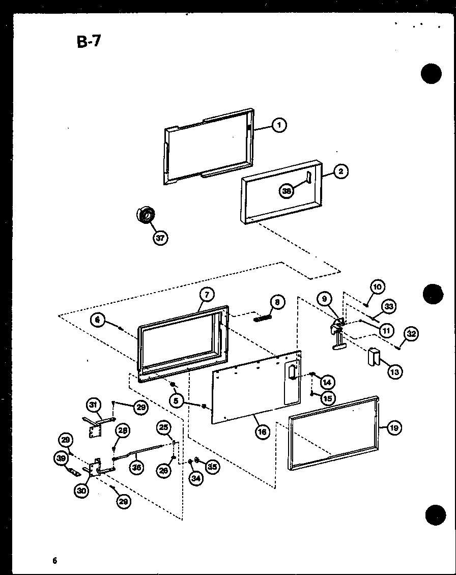 Door Diagram and Parts List for RV-10A P75085-14M Amana Microwave