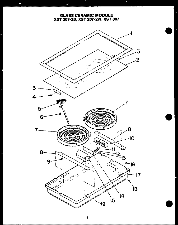 GLASS CERAMIC MODULE Diagram and Parts List for FET270  Amana Cooktop