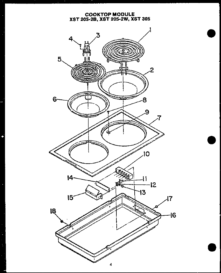 COOKTOP MODULE Diagram and Parts List for FET270  Amana Cooktop