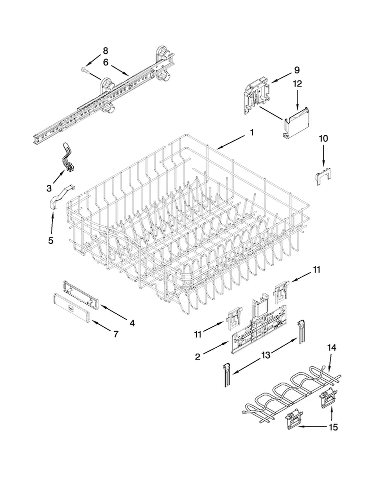 Upper Rack And Track Parts Diagram and Parts List for JDB8200AWP1  Jenn-Air Dishwasher