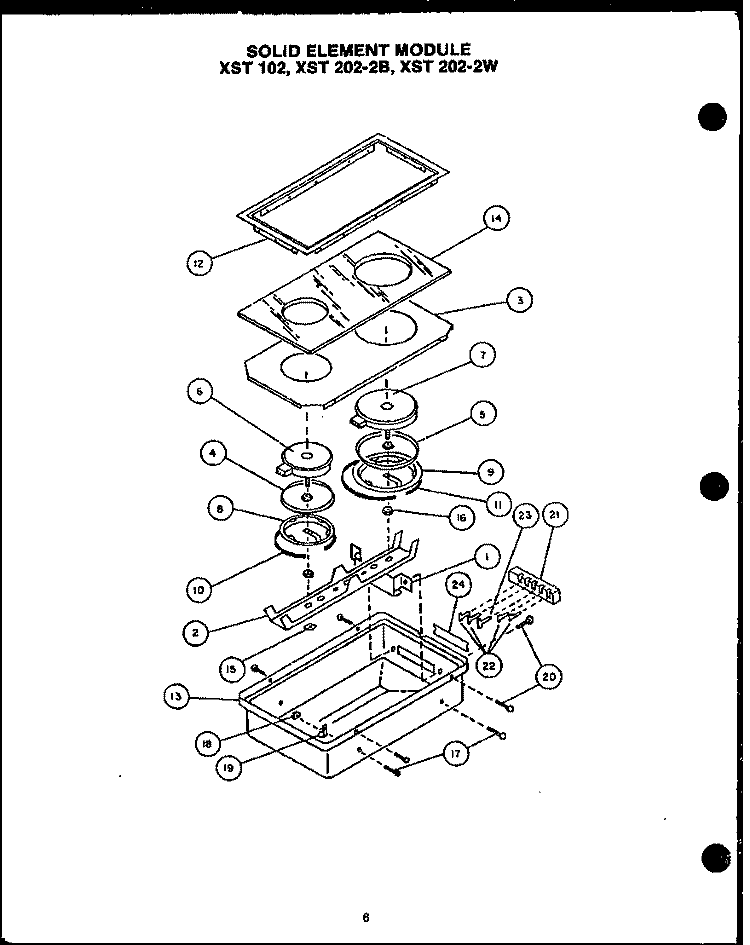 SOLID ELEMENT MODULE Diagram and Parts List for FET270  Amana Cooktop
