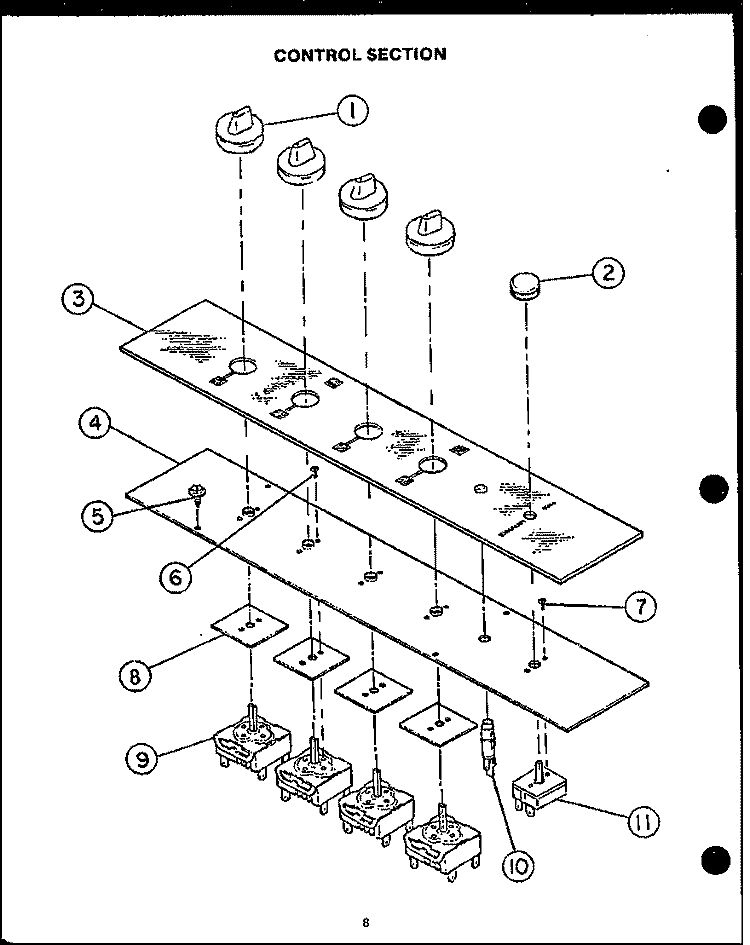CONTROL SECTION Diagram and Parts List for FET270  Amana Cooktop