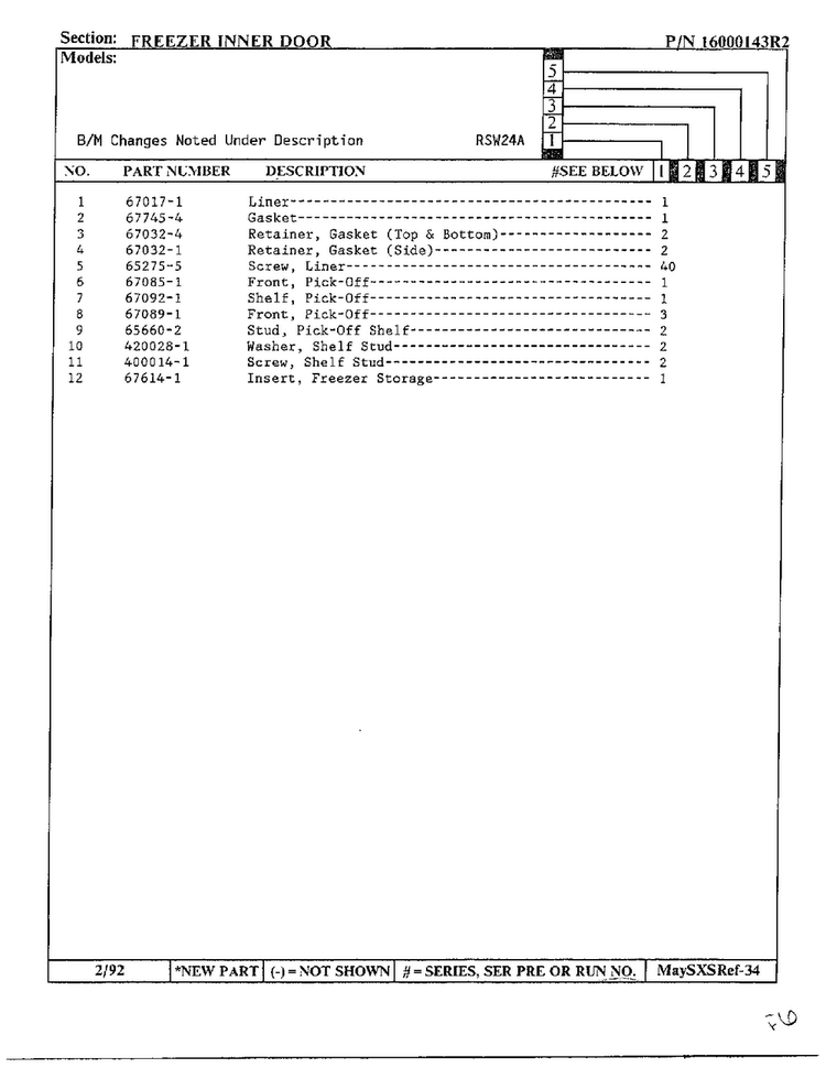 Freezer Inner Door Page 2 Diagram and Parts List for 24712  Maytag Refrigerator