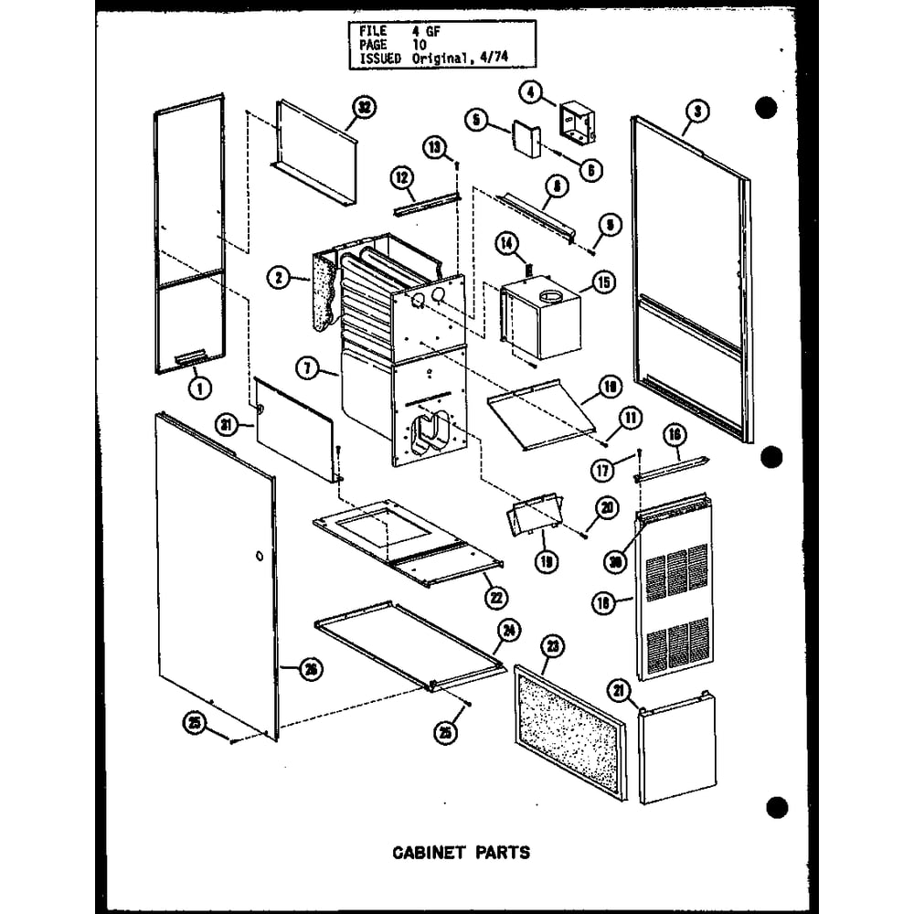 Cabinet Parts 2 Diagram and Parts List for GH-105E-3 P96324-9F Amana Furnace