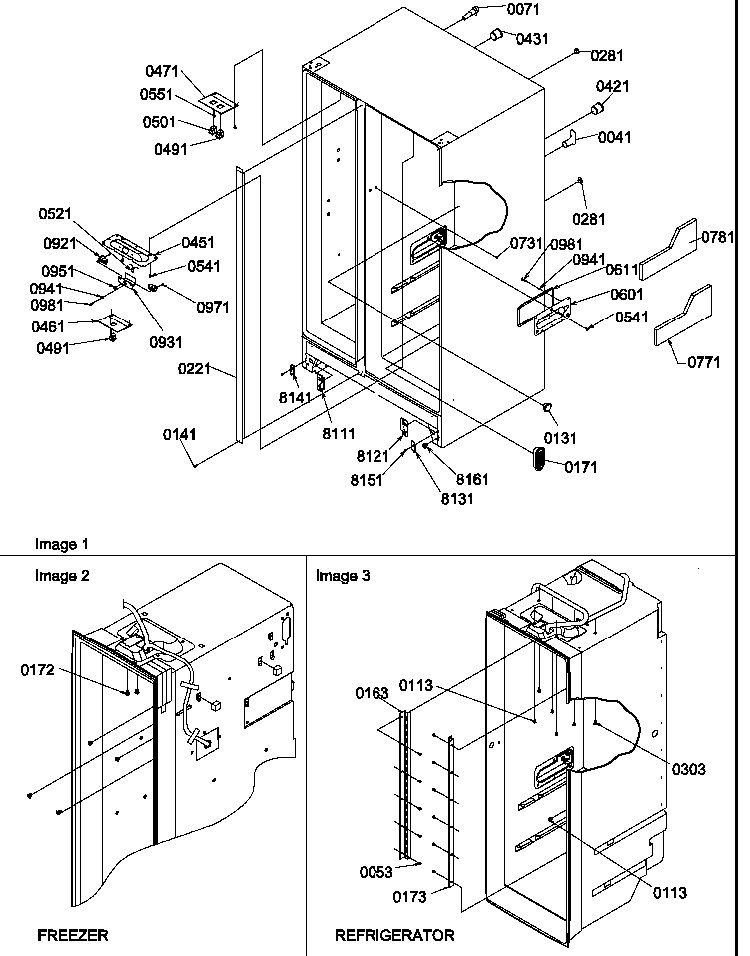 Cabinet Parts Diagram and Parts List for SBDE520SW-P1185202WW  Amana Refrigerator