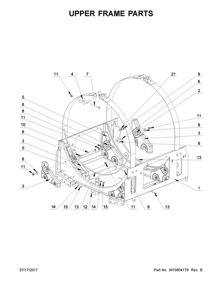 Upper Frame Parts Diagram and Parts List for MXS65PDATS  Maytag Washer