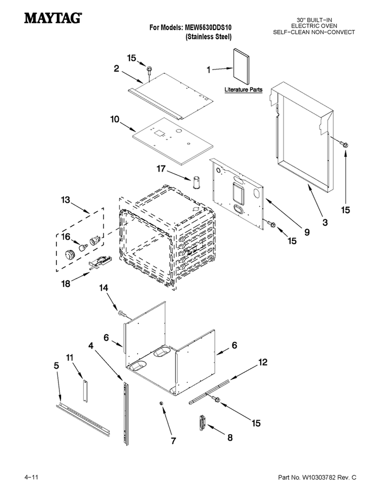 Oven Parts Diagram and Parts List for MEW5530DDS10  Maytag Wall Oven