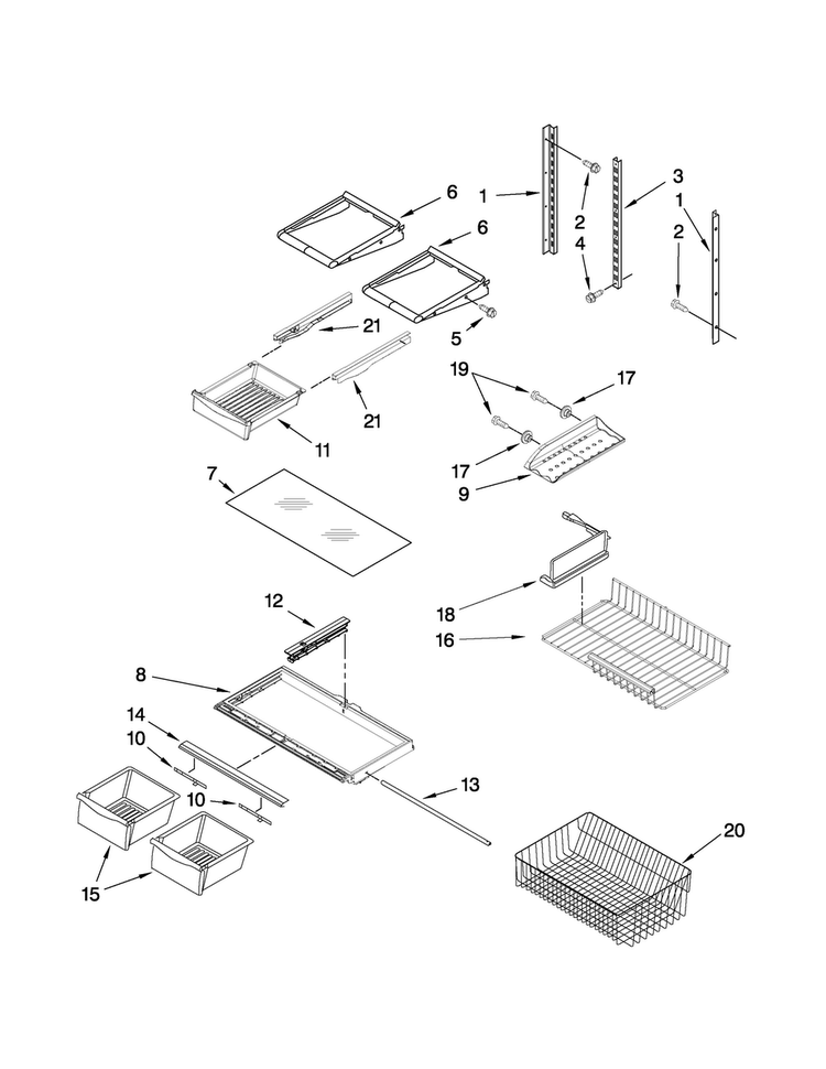 Shelf Parts Diagram and Parts List for AB1924PEKB5  Amana Refrigerator