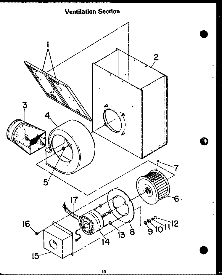 VENTILLATION SECTION Diagram and Parts List for EDR648  Caloric Cooktop