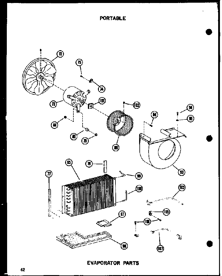 Evaporator Parts Diagram and Parts List for 10-2NM P54974-2R Amana Air Conditioner