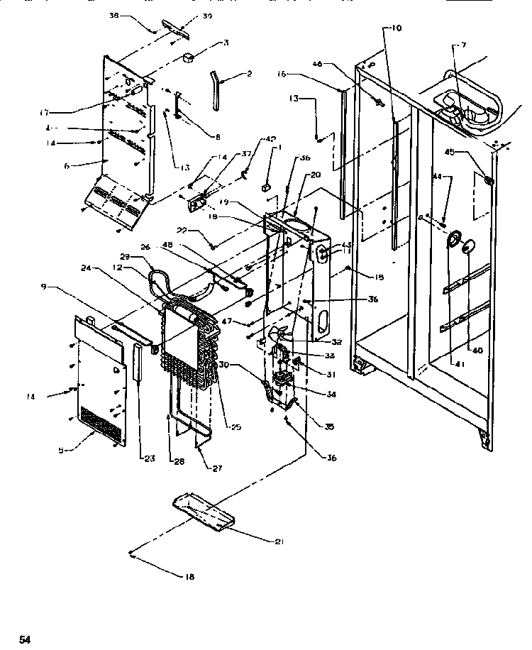 Evaporator & Air Handling Diagram and Parts List for SXD520SL-P1182401WL  Amana Refrigerator