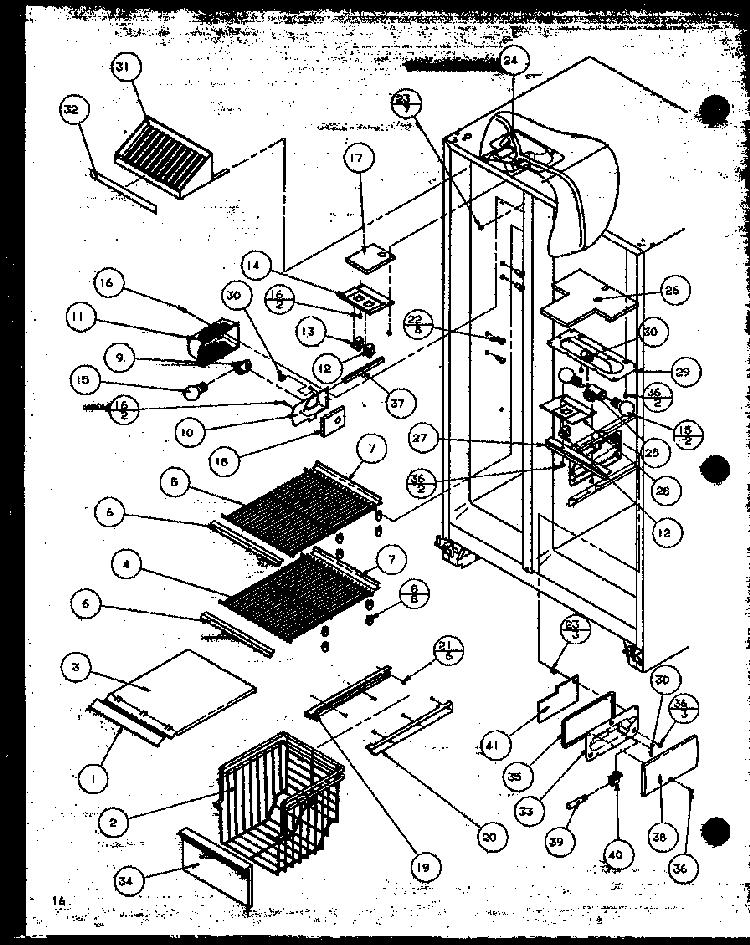 Freezer Shelving And Refrigerator Light Diagram and Parts List for SBD20MW-P1120201WW  Amana Refrigerator