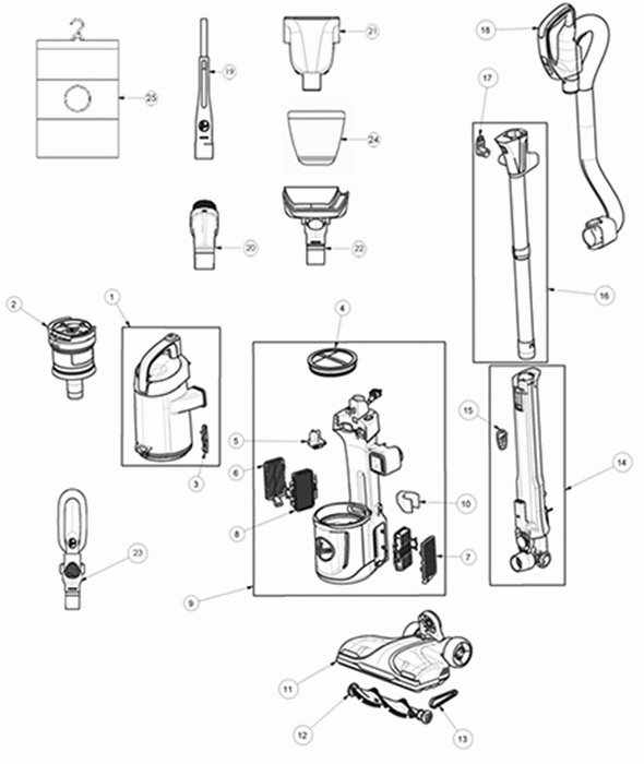 Diagram Diagram and Parts List for UH73340PC  Hoover Upright Vacuum