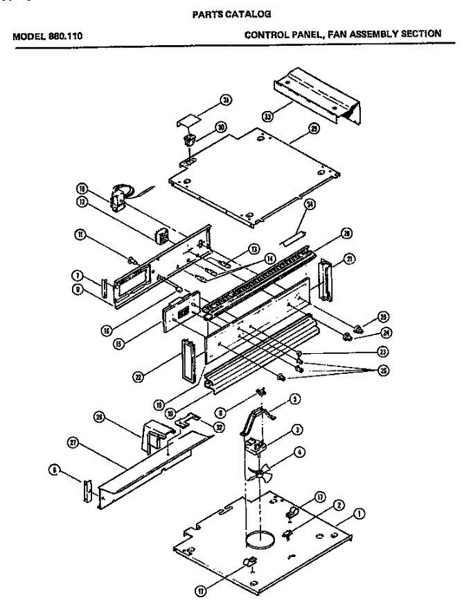 01 - Control Panel Diagram and Parts List for 880110  Litton Range
