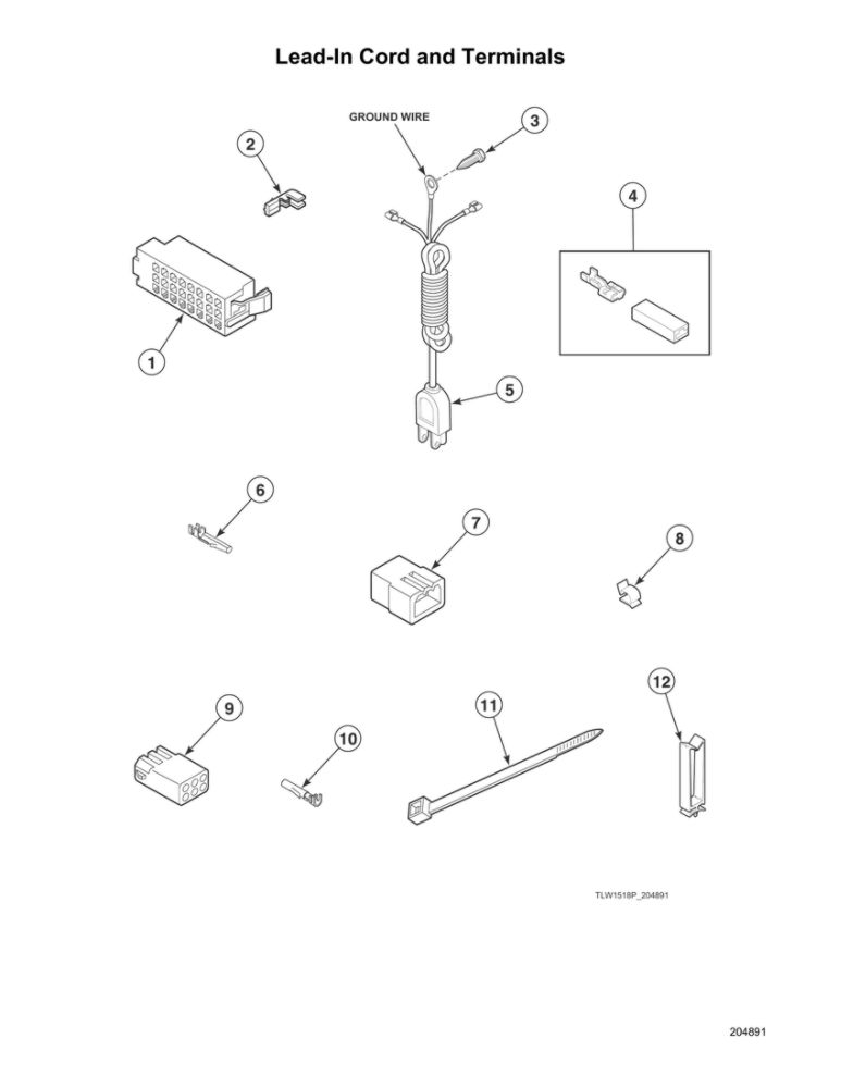 Lead-In Cord/Terminals Diagram and Parts List for AWN632SP116TW01  Speed Queen Washer
