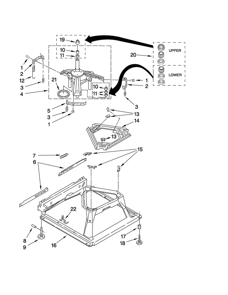Machine Base Parts Diagram and Parts List for 3UMTW5755TW1  Maytag Washer