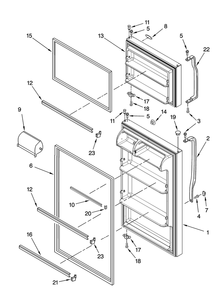 Door Parts Diagram and Parts List for MTB1551EEW00  Maytag Refrigerator