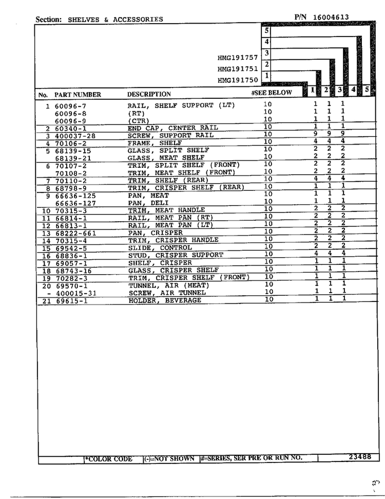 Shelves And Accessories Page 2 Diagram and Parts List for 19175  Admiral Refrigerator