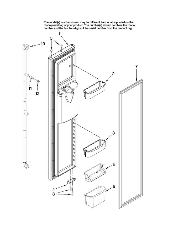 Freezer Door Parts Diagram and Parts List for AS2626GEKS14  Amana Refrigerator