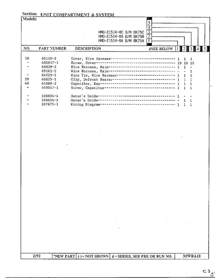 Unit Compartment & System Page 3 Diagram and Parts List for 21514-0A  Admiral Refrigerator